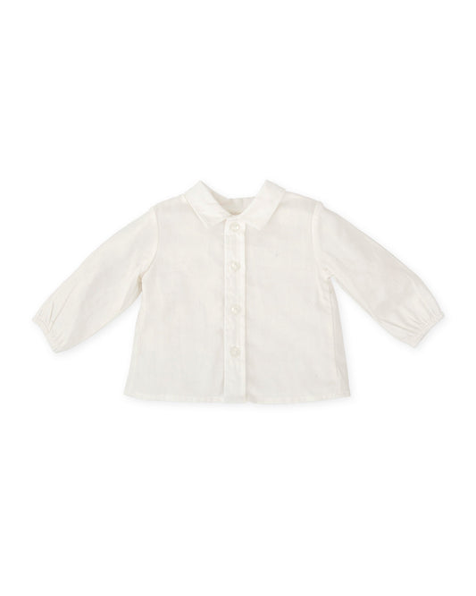 Soft White Long-Sleeve Baby Shirt - Lightweight Cotton Blend