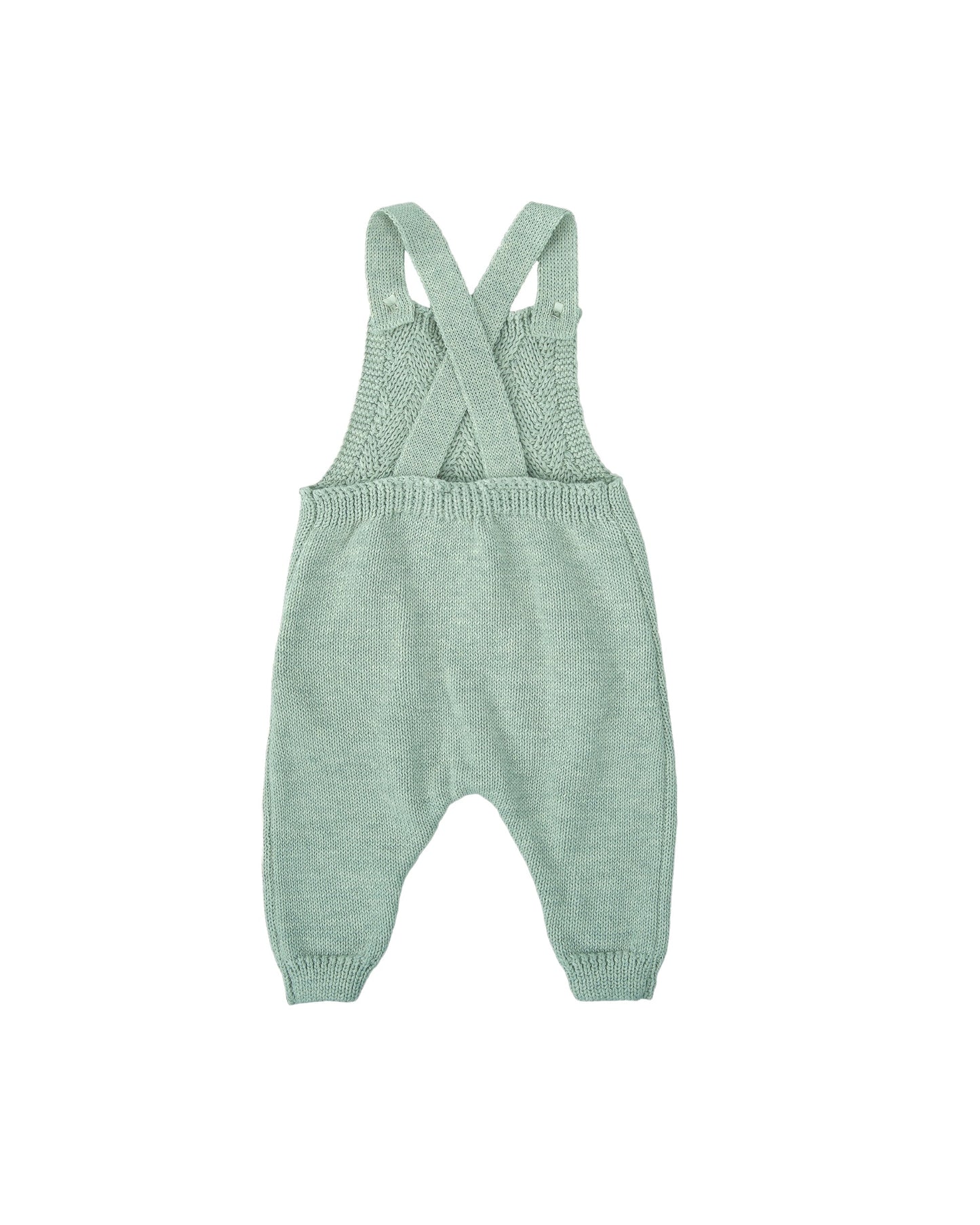 Organic Cotton Knit Newborn Dungarees in Sage Green
