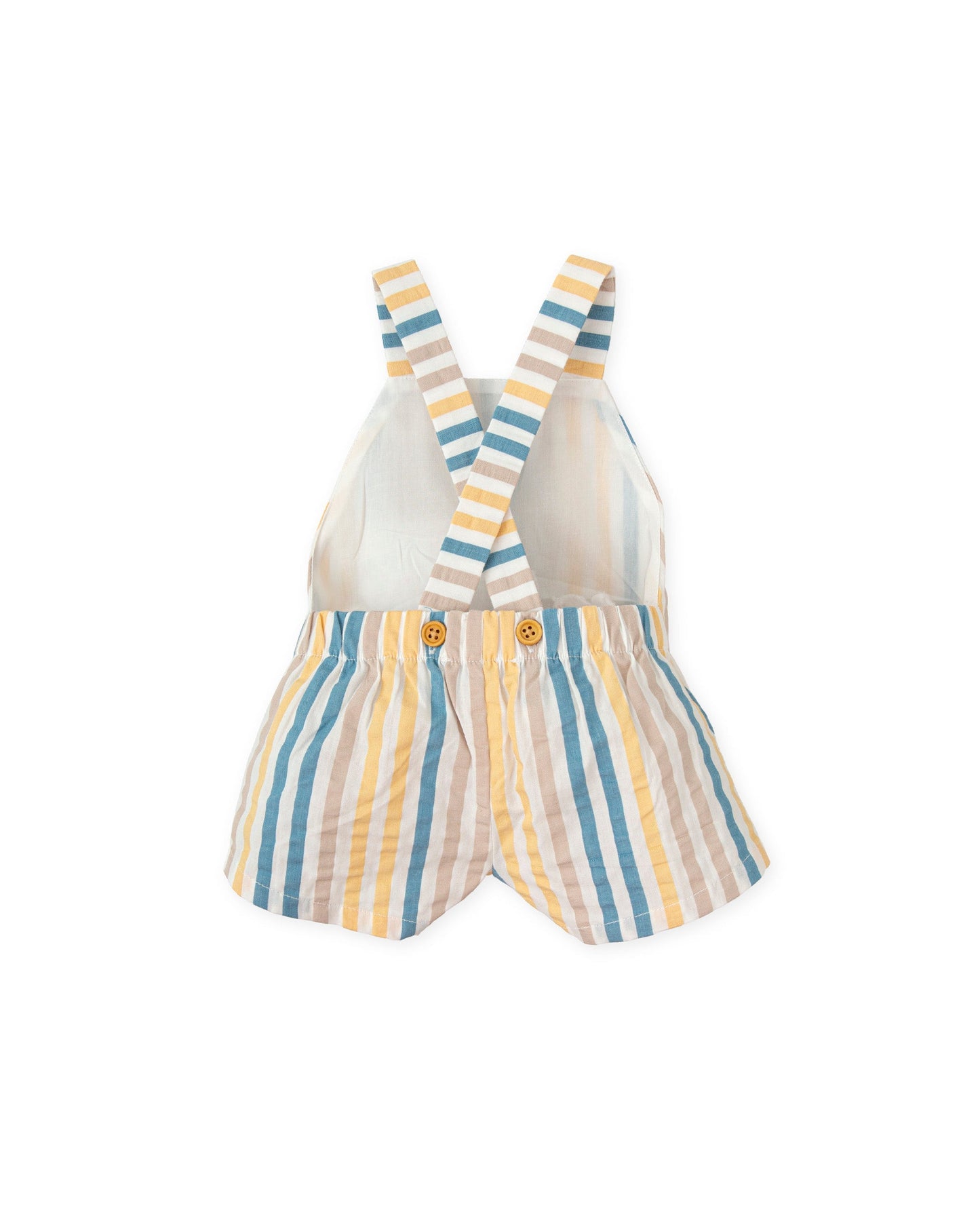 Stylish Taupe Baby Overalls | 100% Cotton Striped Romper