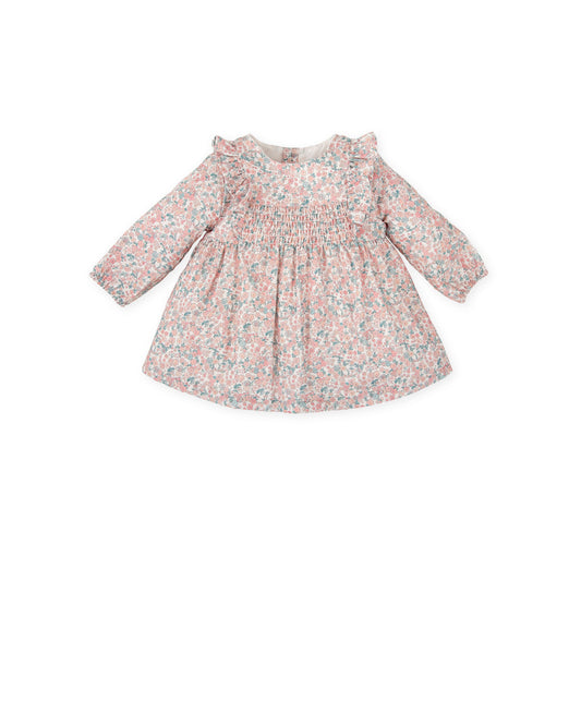 Charming Pink Floral Long Sleeve Dress for Toddlers