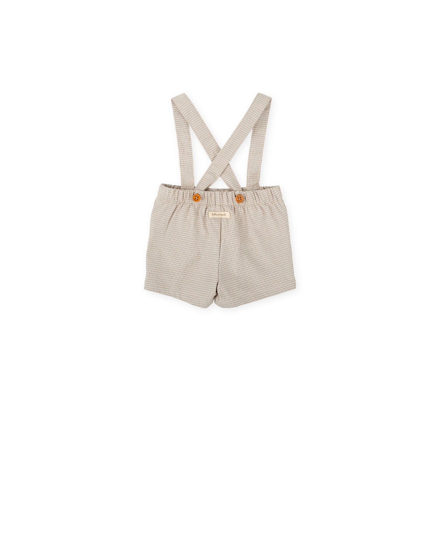 Stylish Beige Houndstooth Baby Suspender Shorts with Adjustable Straps