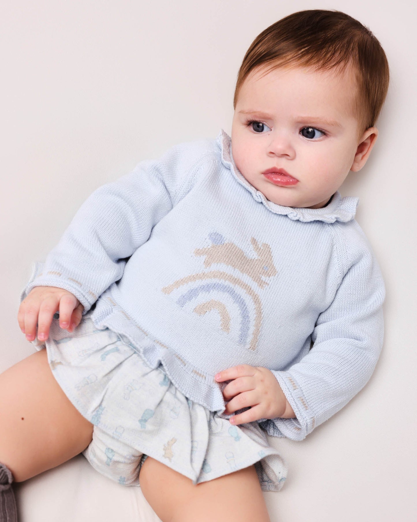 Soft Blue Baby Bloomers with Adorable Bunny Print