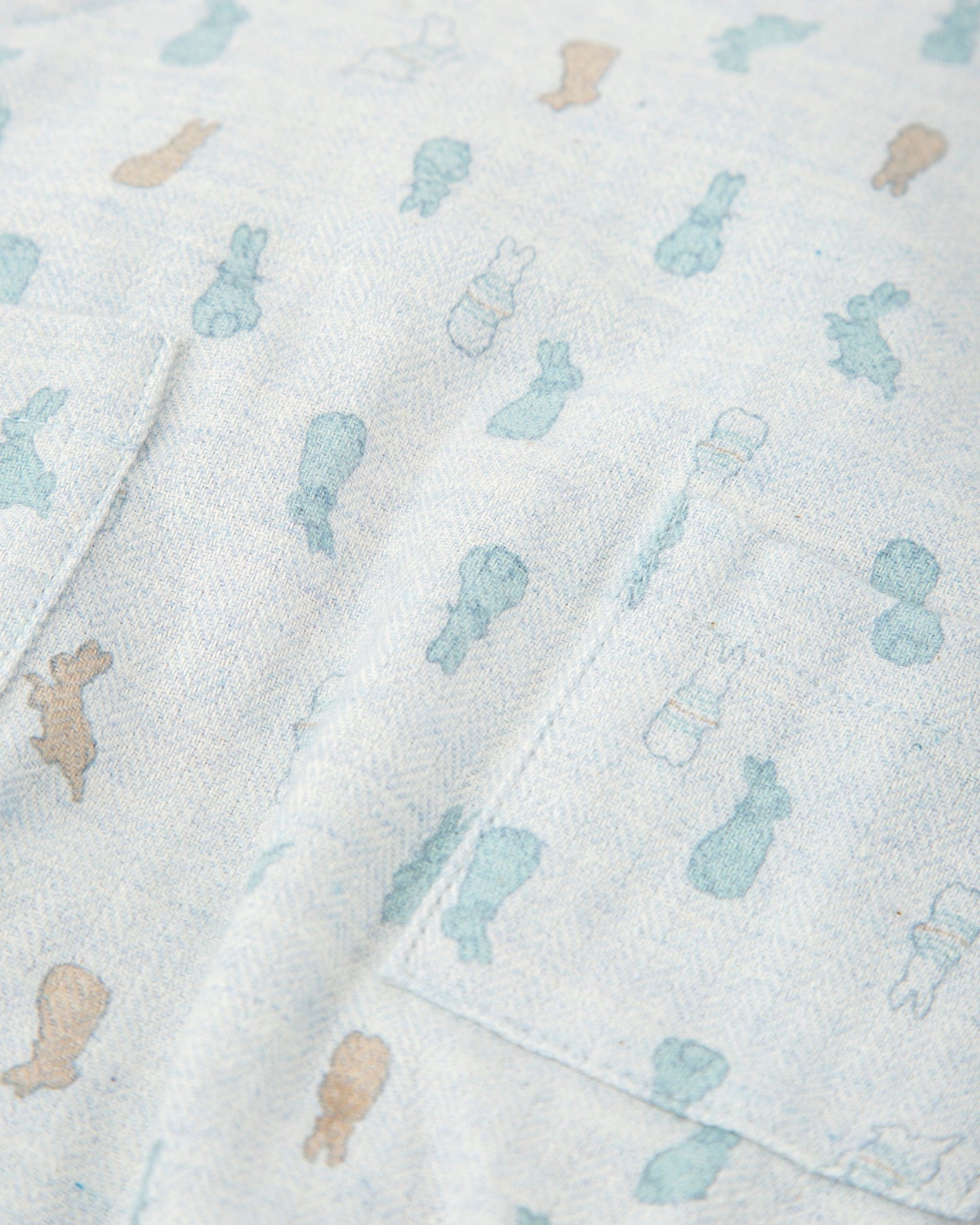 Sky Blue Bunny Print Baby Romper with Easy Diaper Access