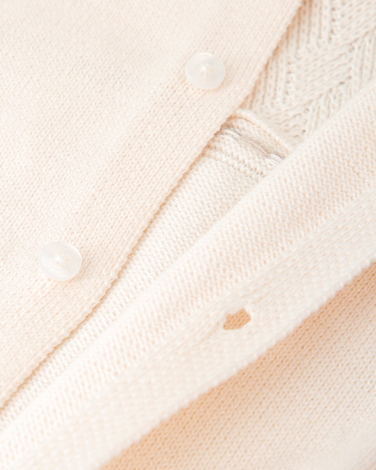 Soft Cream Knit Baby Footie Pajamas with Woven Collar