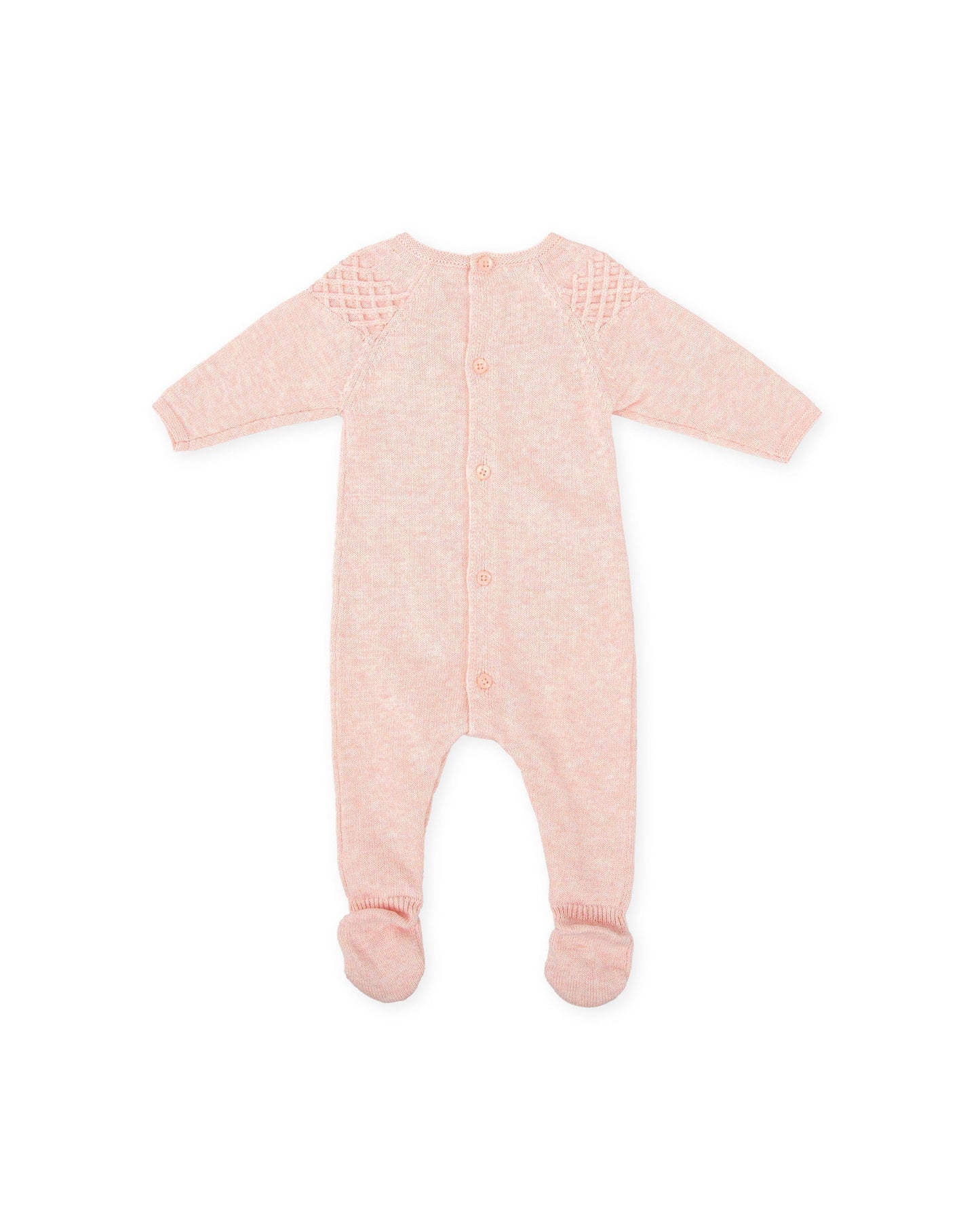 Soft Pink Baby Knit Footie Romper with Floral Design