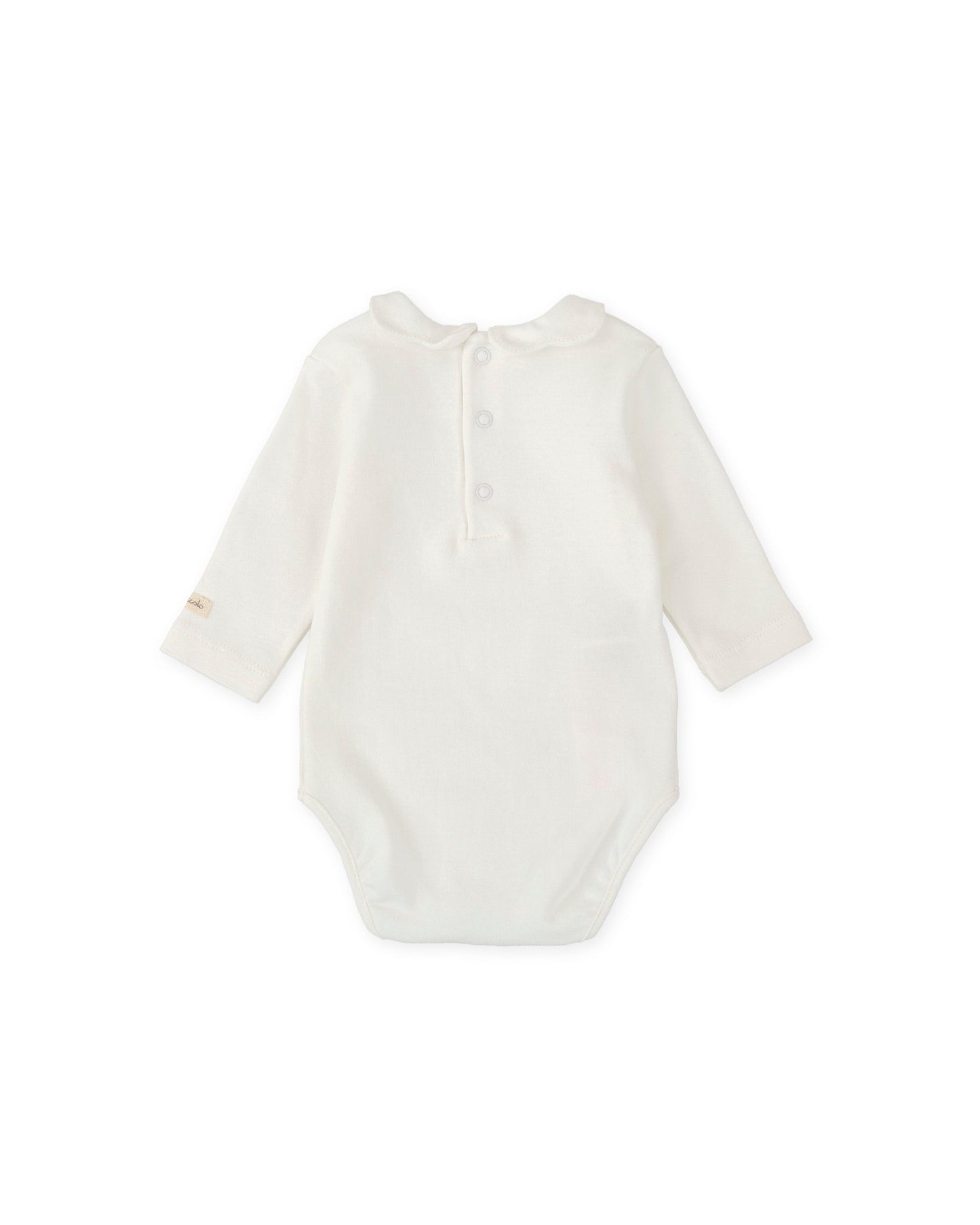 Newborn Off-White Cotton Bodysuit with Elegant Scalloped Collar