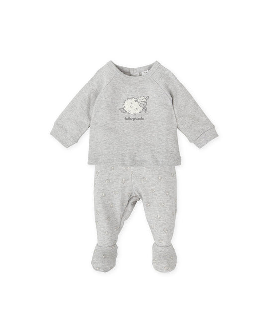 Adorable Sheep Embroidered Baby Outfit | Soft Cotton Two-Piece Set