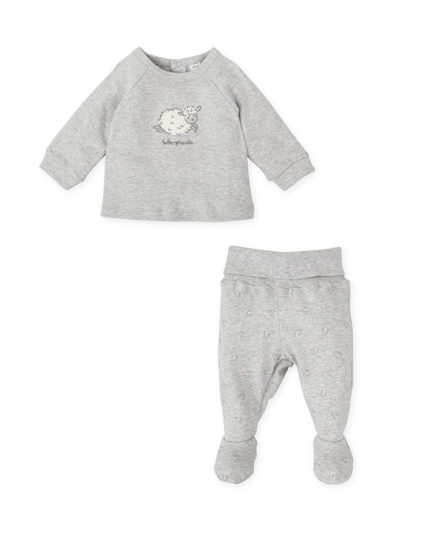 Adorable Sheep Embroidered Baby Outfit | Soft Cotton Two-Piece Set