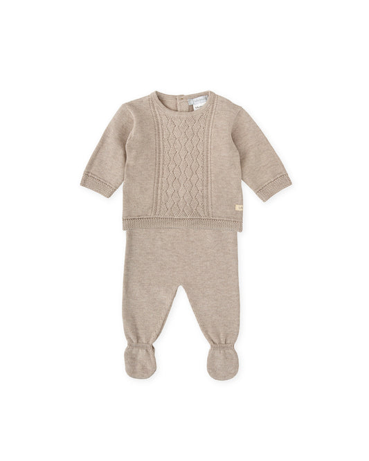 Soft Knit Baby Two-Piece Set in Taupe - Cozy & Breathable
