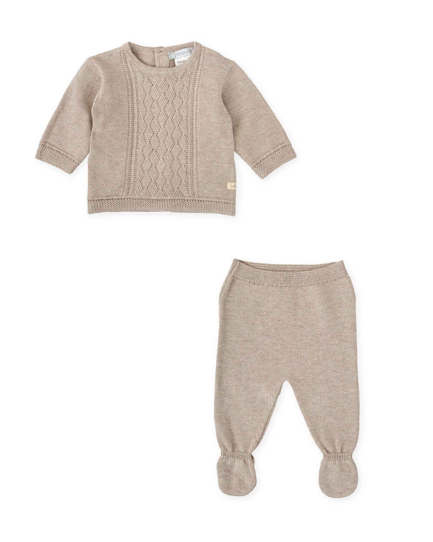 Soft Knit Baby Two-Piece Set in Taupe - Cozy & Breathable
