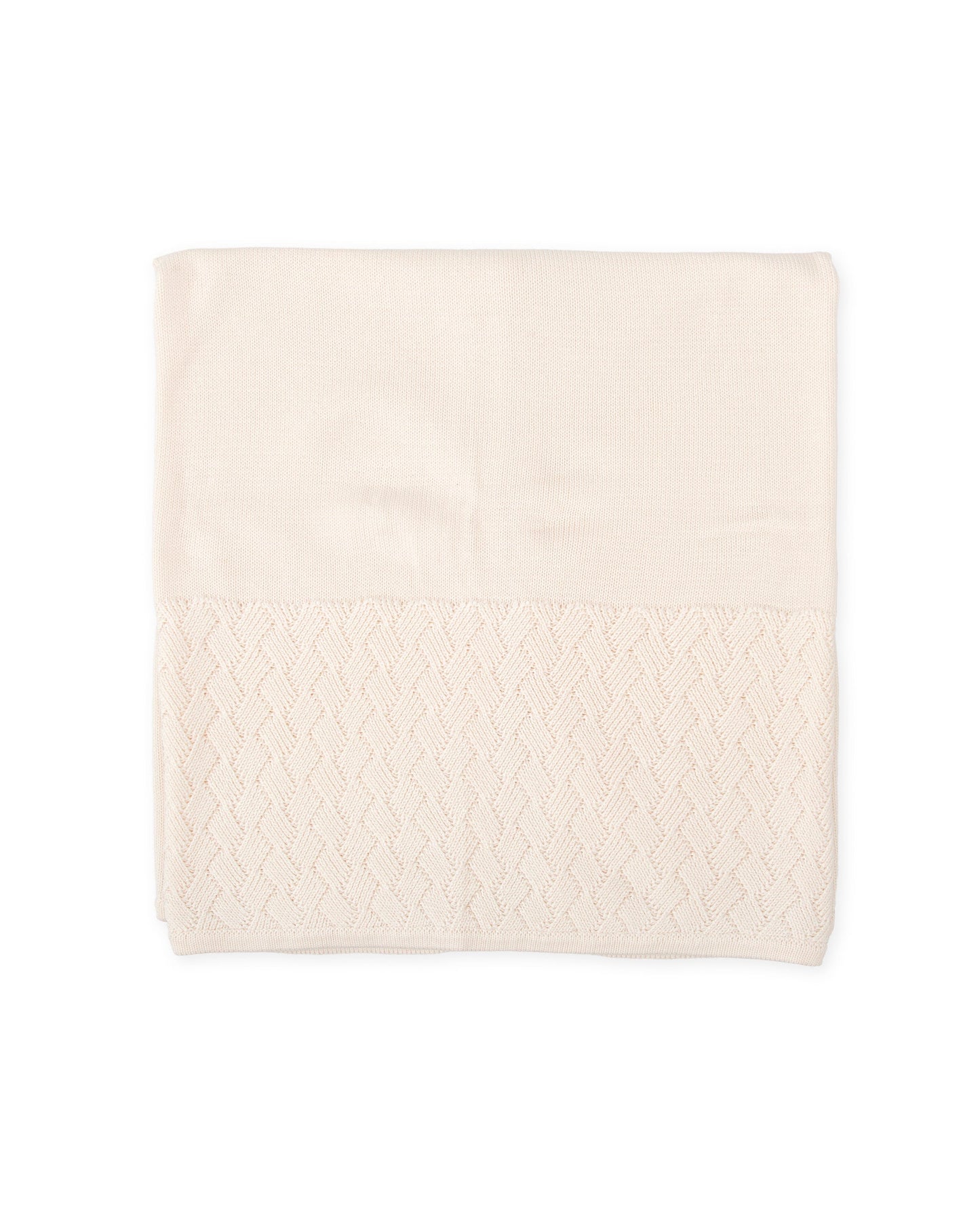 Ivory Knit Baby Blanket - Soft, Cozy & Elegant Basketweave Design