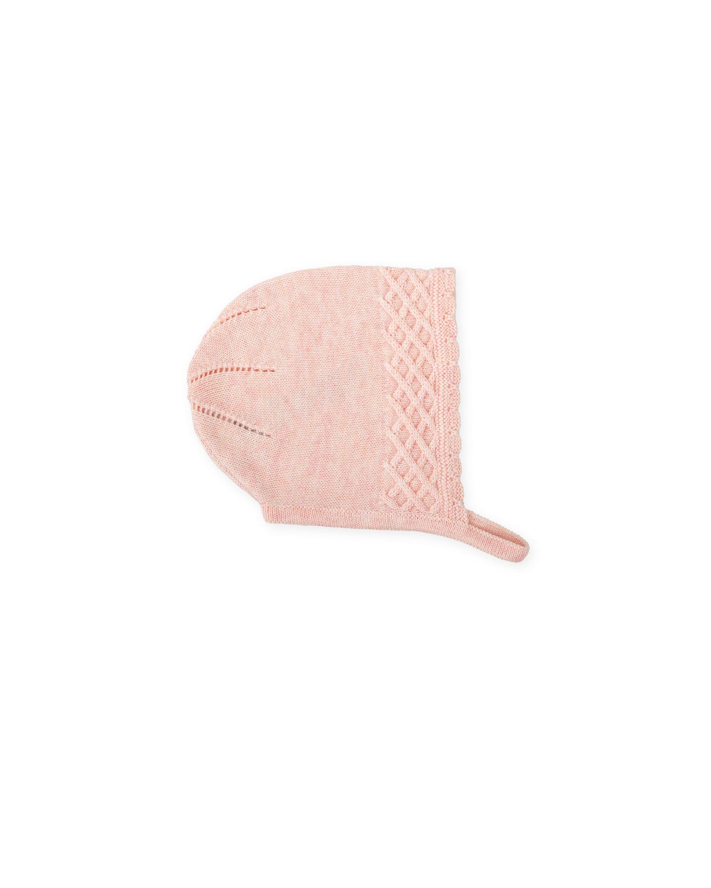 Cozy Soft Pink Knit Baby Bonnet with Vintage Charm