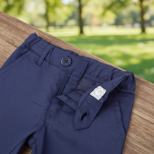 Navy Blue Linen-Cotton Bermuda Shorts | Tailored Summer Essentials