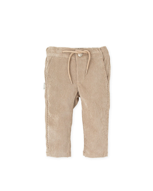 Cozy Sand Corduroy Baby Pants with Elastic Waistband