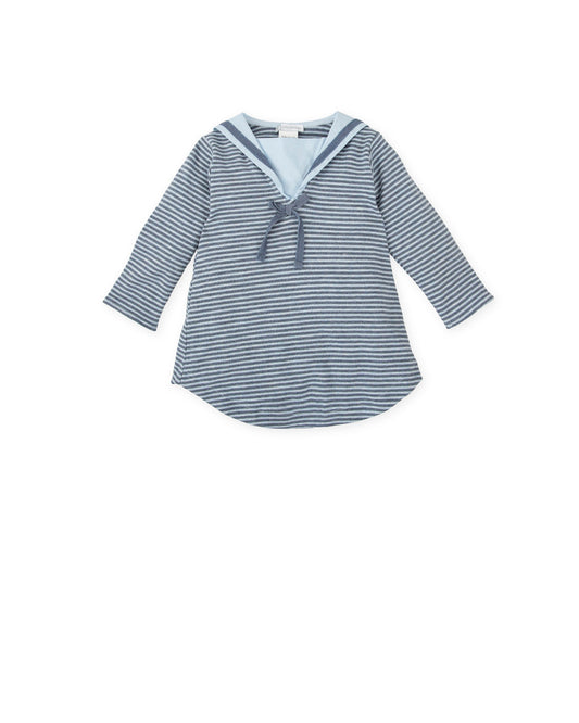 Navy & Ivory Striped Sailor Dress with Charming Bow Detail