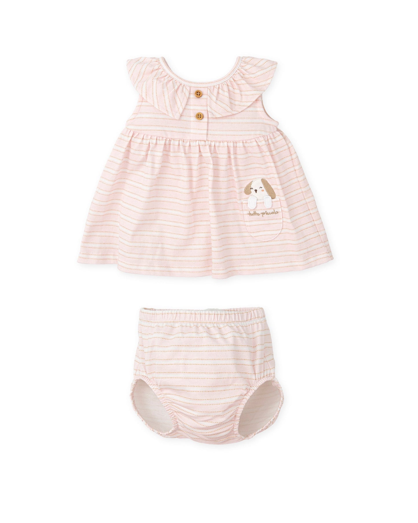 Adorable Pink Baby Dress Set with Puppy Appliqué | 100% Cotton Comfort