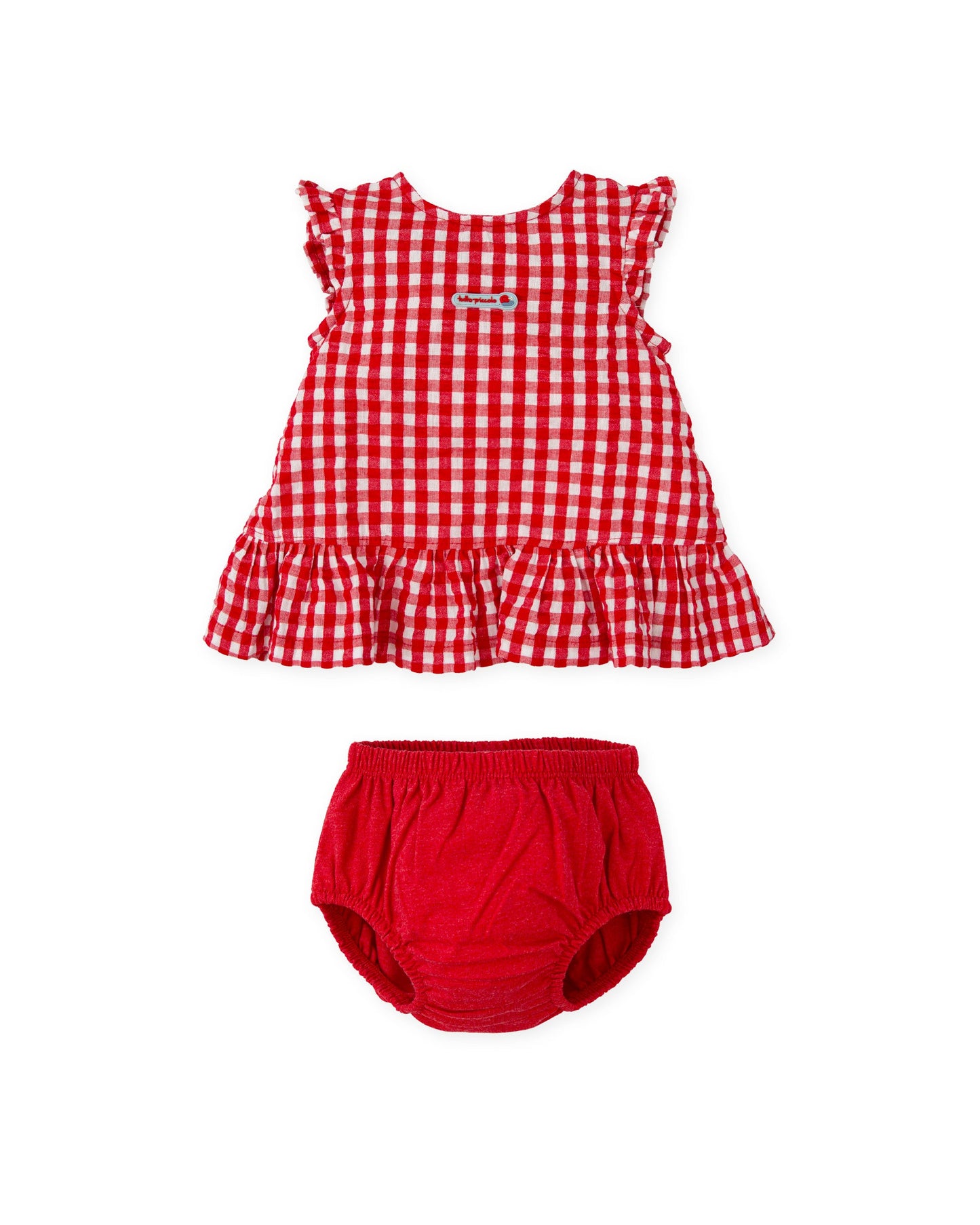 Charming Red Gingham Baby Dress with Matching Bloomers