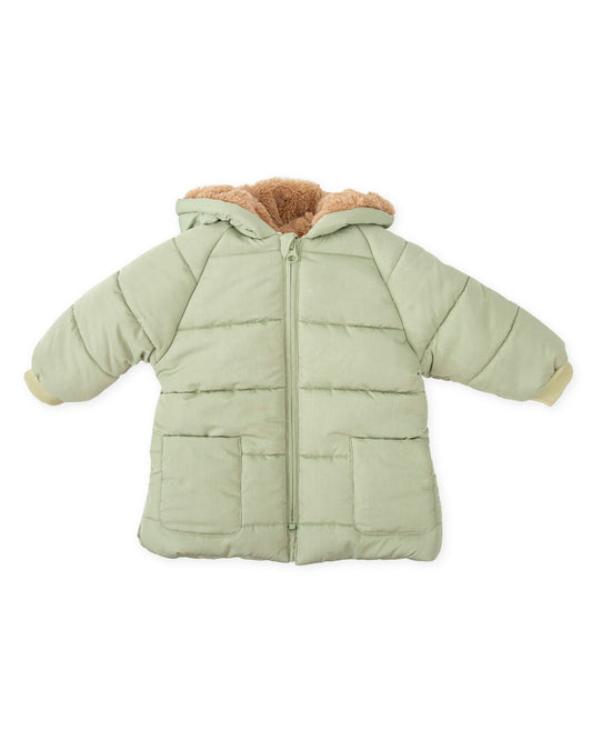 Khaki Bear Ears Fleece-Lined Padded Parka for Kids