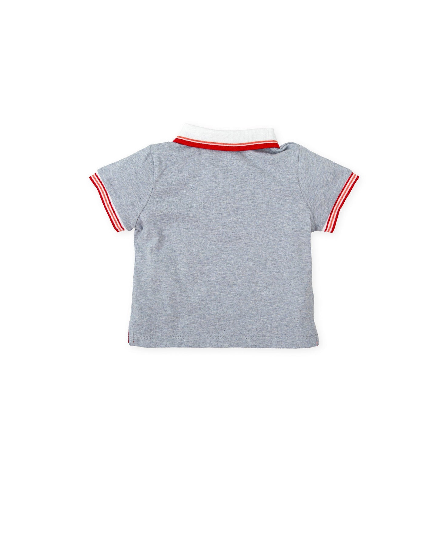 Indigo Polo Neck Shirt with Sporty Red Accents, 100% Cotton