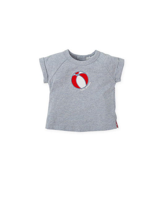 Indigo Baby Boy T-Shirt - Heather Grey | Embroidered Beach Ball Design