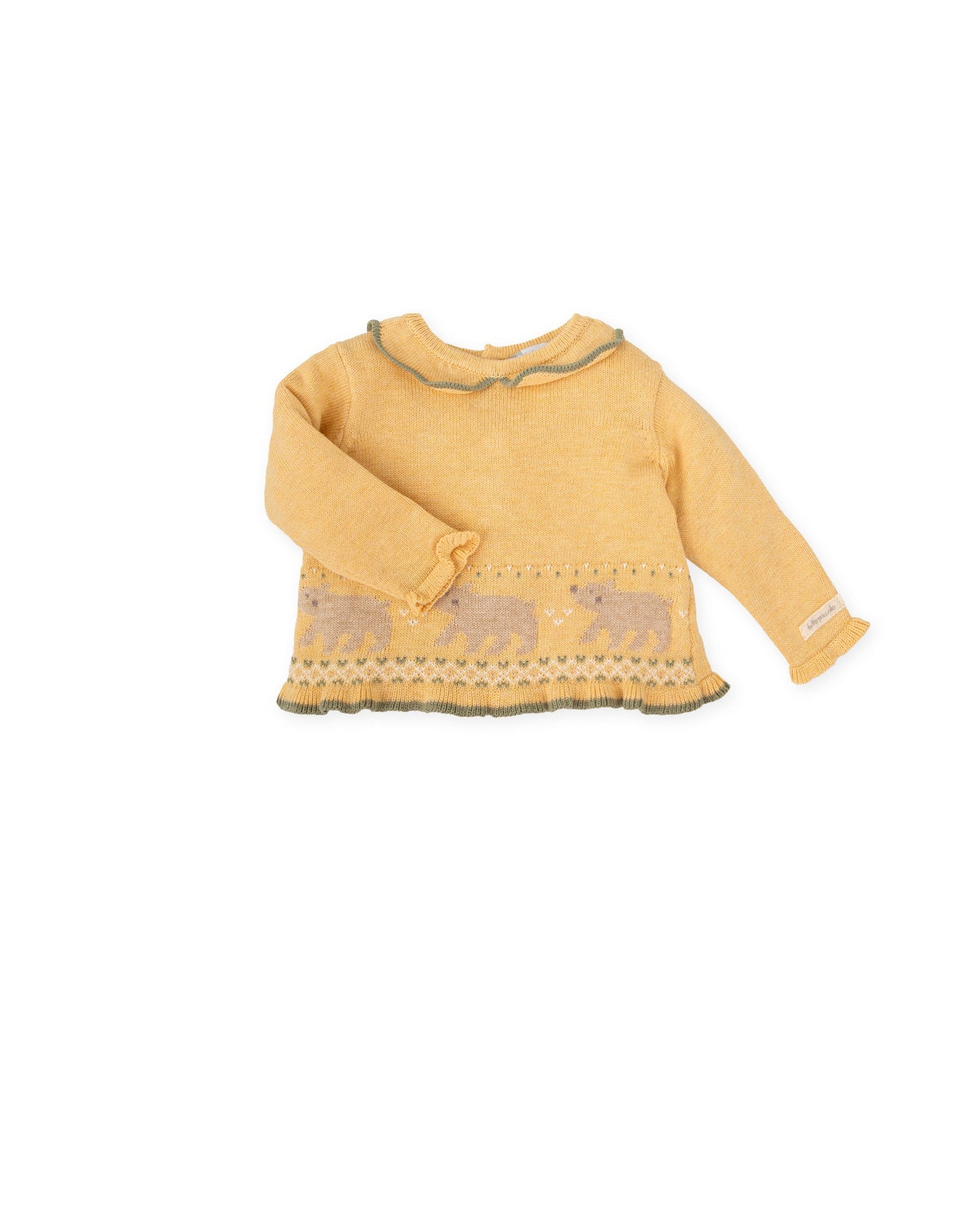 Cozy Bear Knit Sweater in Mustard Yellow for Toddlers