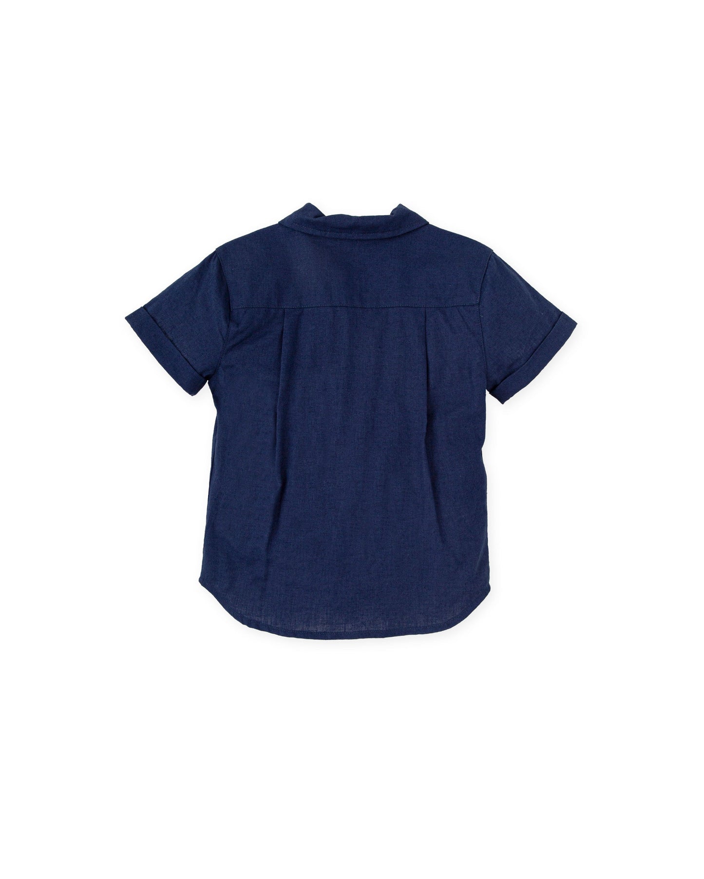 Breathable Navy Linen-Cotton Boys' Short Sleeve Shirt | Tutto Piccolo