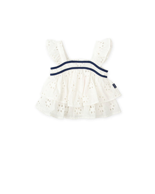 Elegant White Embroidered Girls' Sleeveless Top | Summer Style
