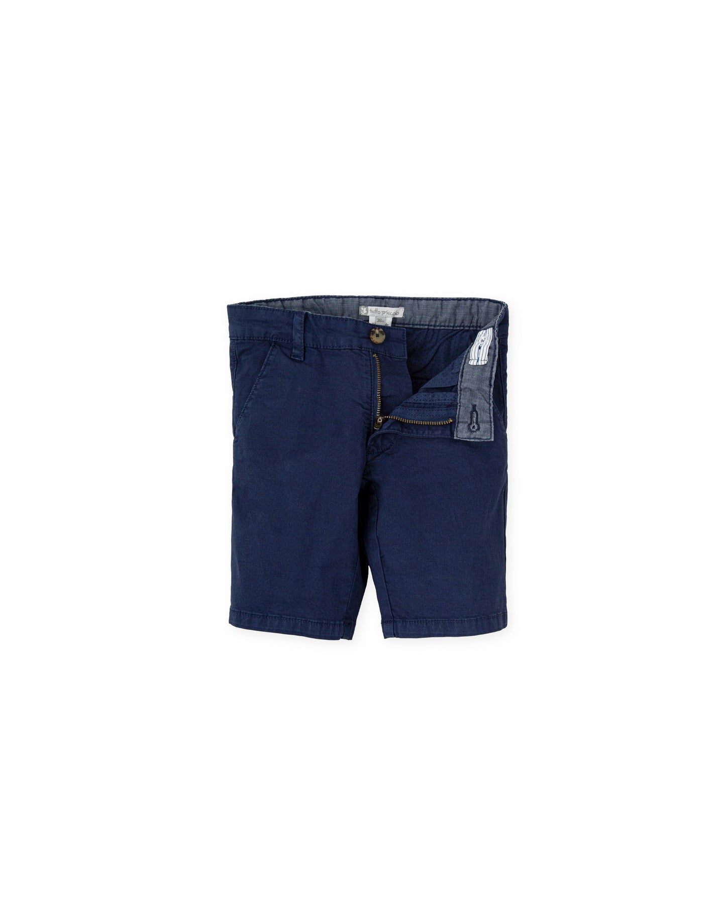 Men's Navy Blue Bermuda Shorts - Classic Fit Cotton Blend
