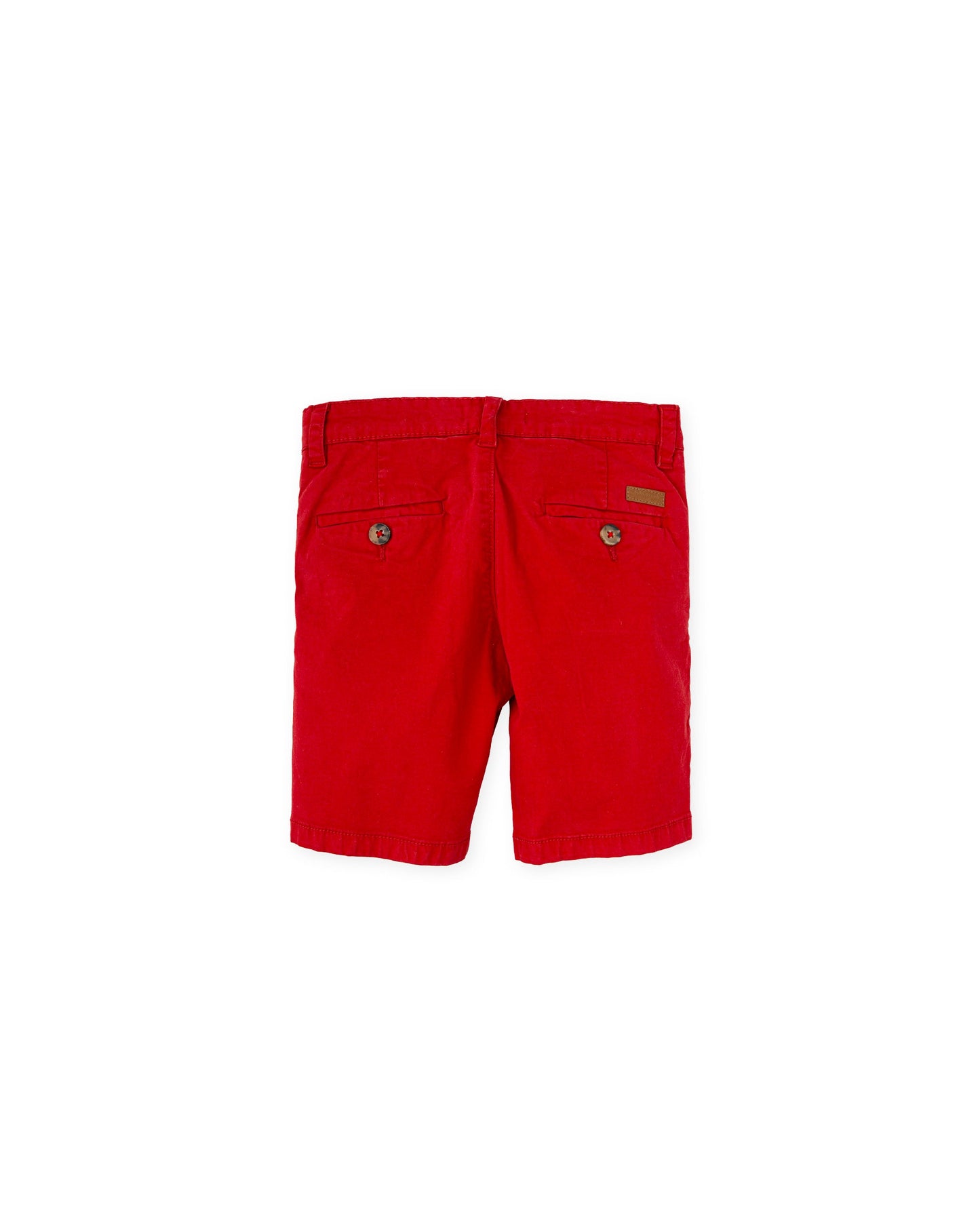 Red Stretch Cotton Boys' Bermuda Shorts with Adjustable Waistband