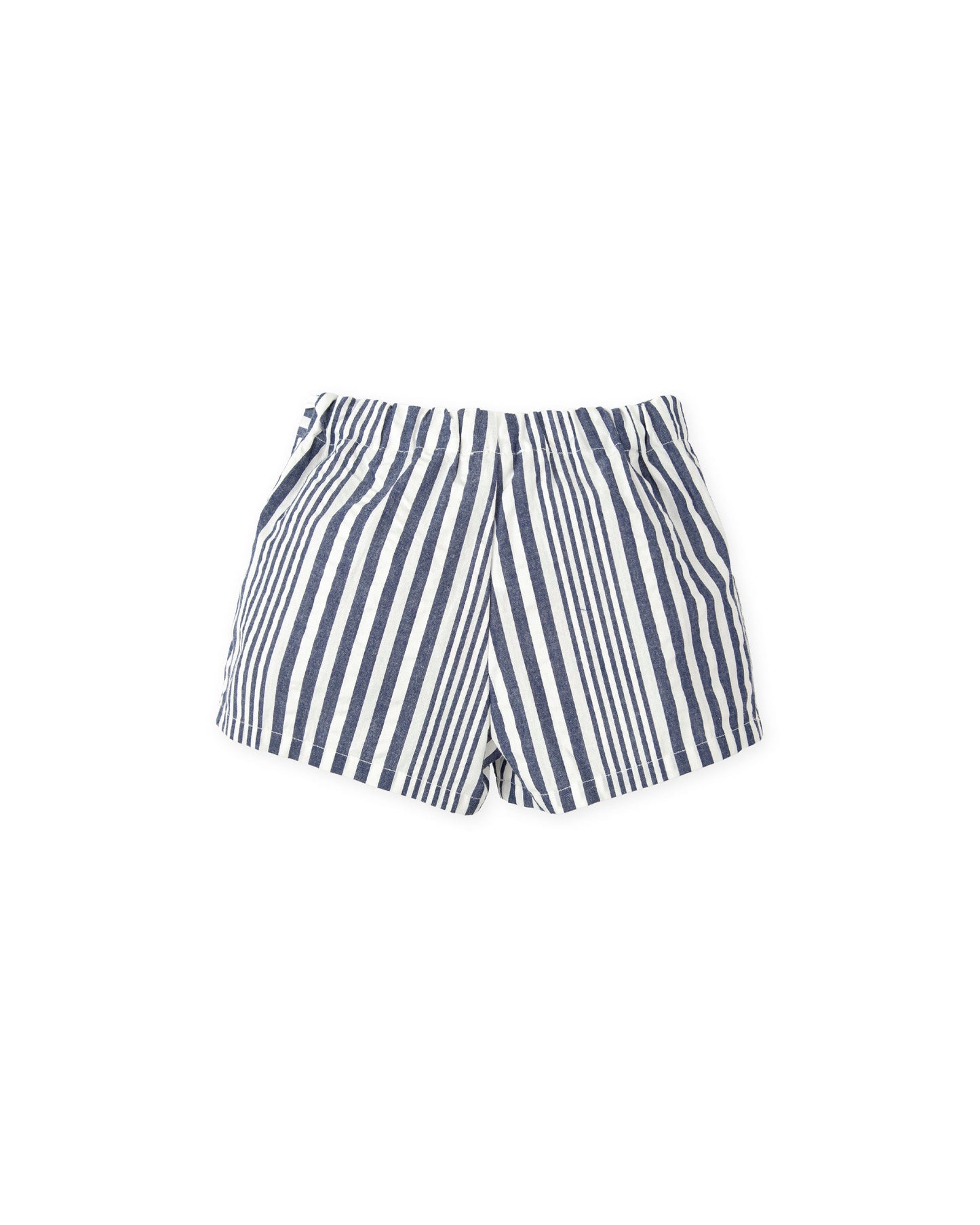 Girls' Navy Striped Cotton Shorts with Belt - Tutto Piccolo