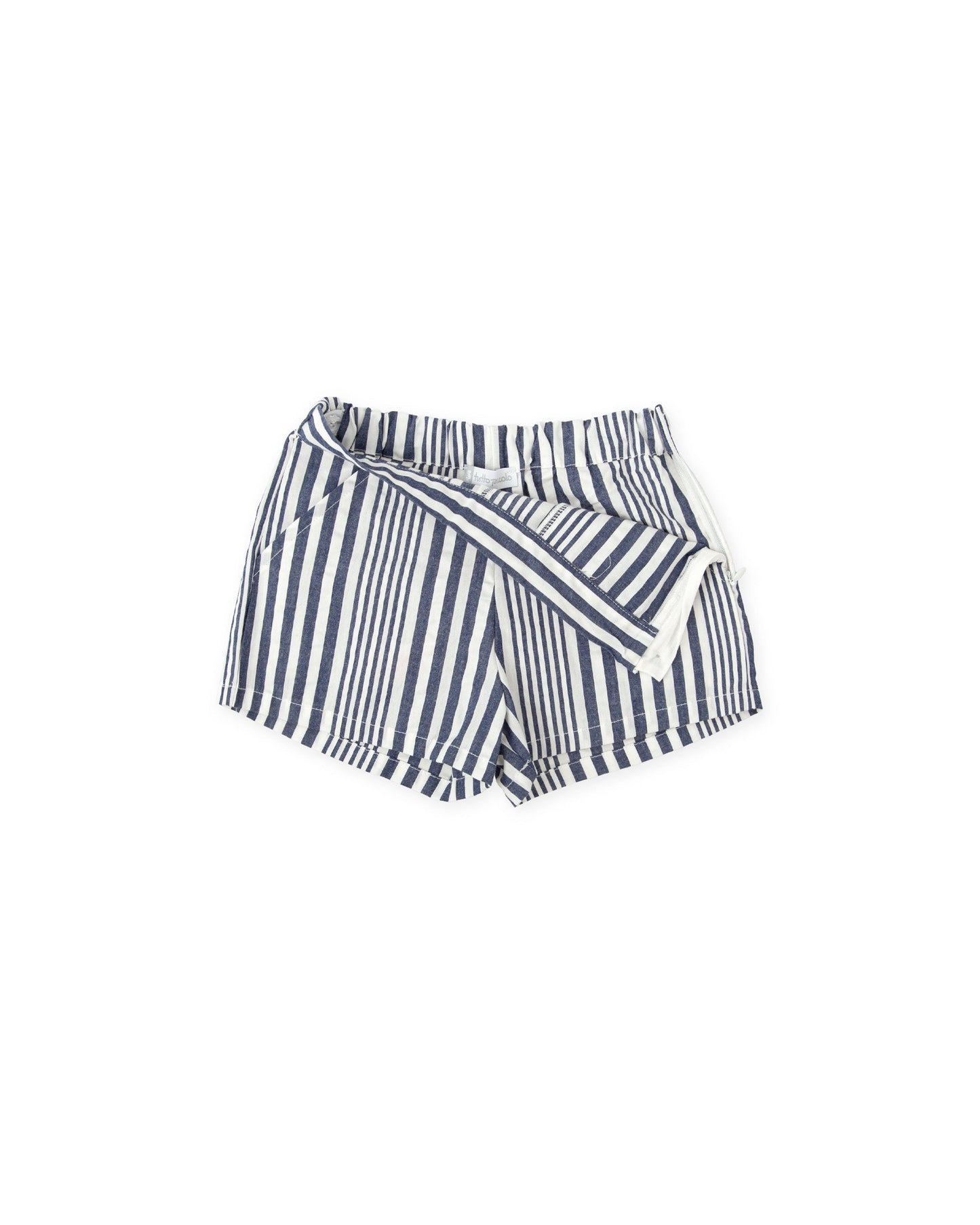 Girls' Navy Striped Cotton Shorts with Belt - Tutto Piccolo