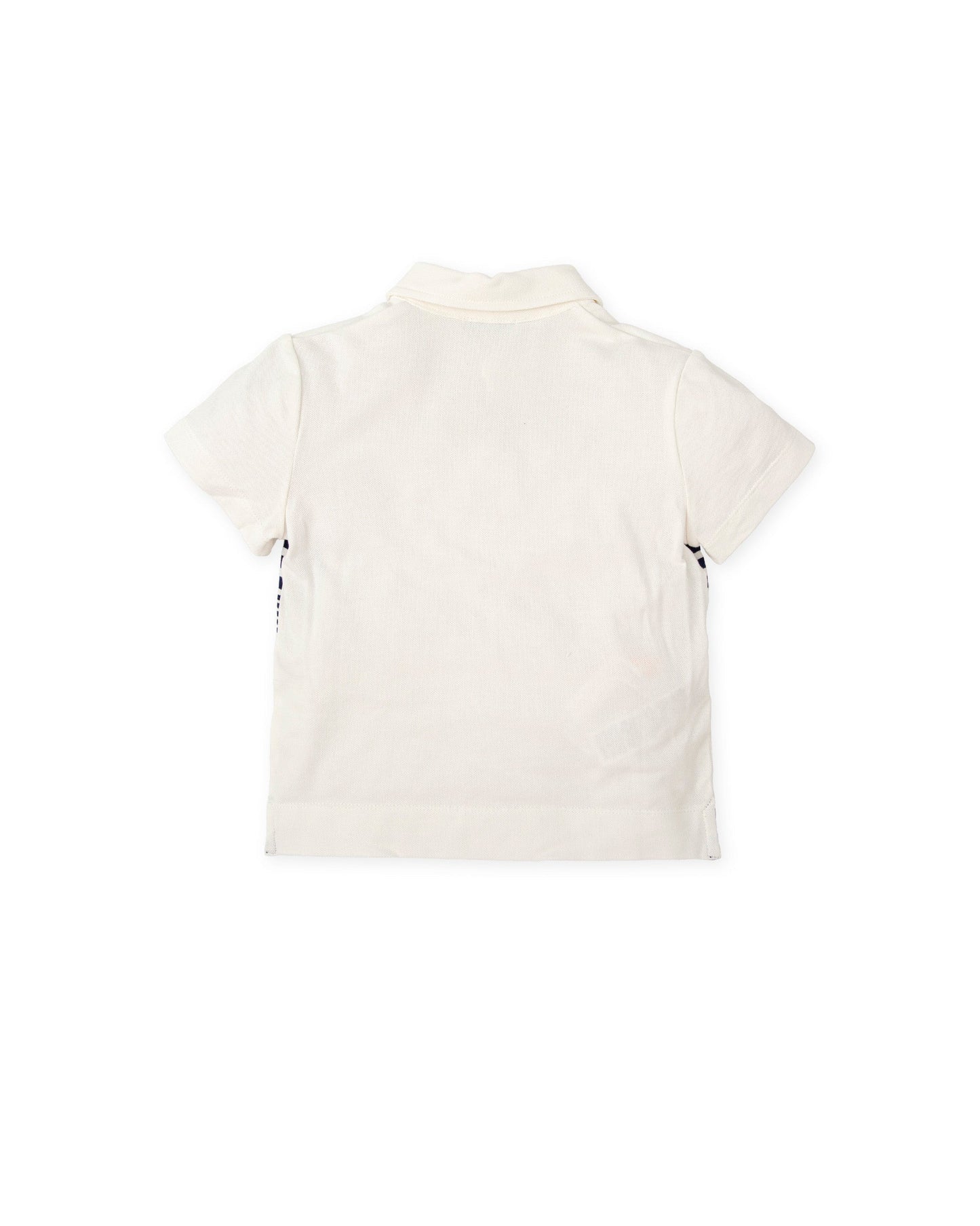 Boys' Striped Polo Shirt - Off White & Navy, Soft Cotton Blend