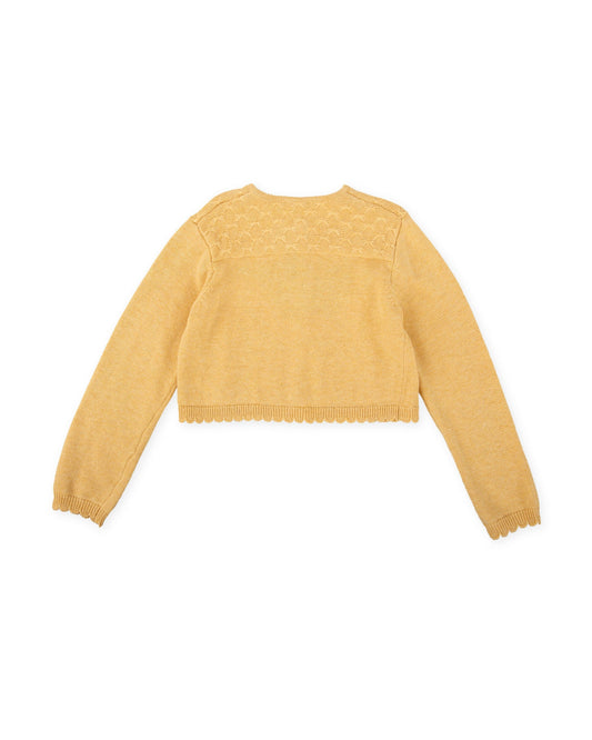 Mustard Yellow Scalloped Knit Cardigan for Kids - Soft & Stylish