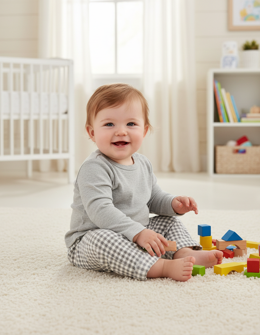 Cozy Two-Piece Baby Set with Sheep Motif in Gray