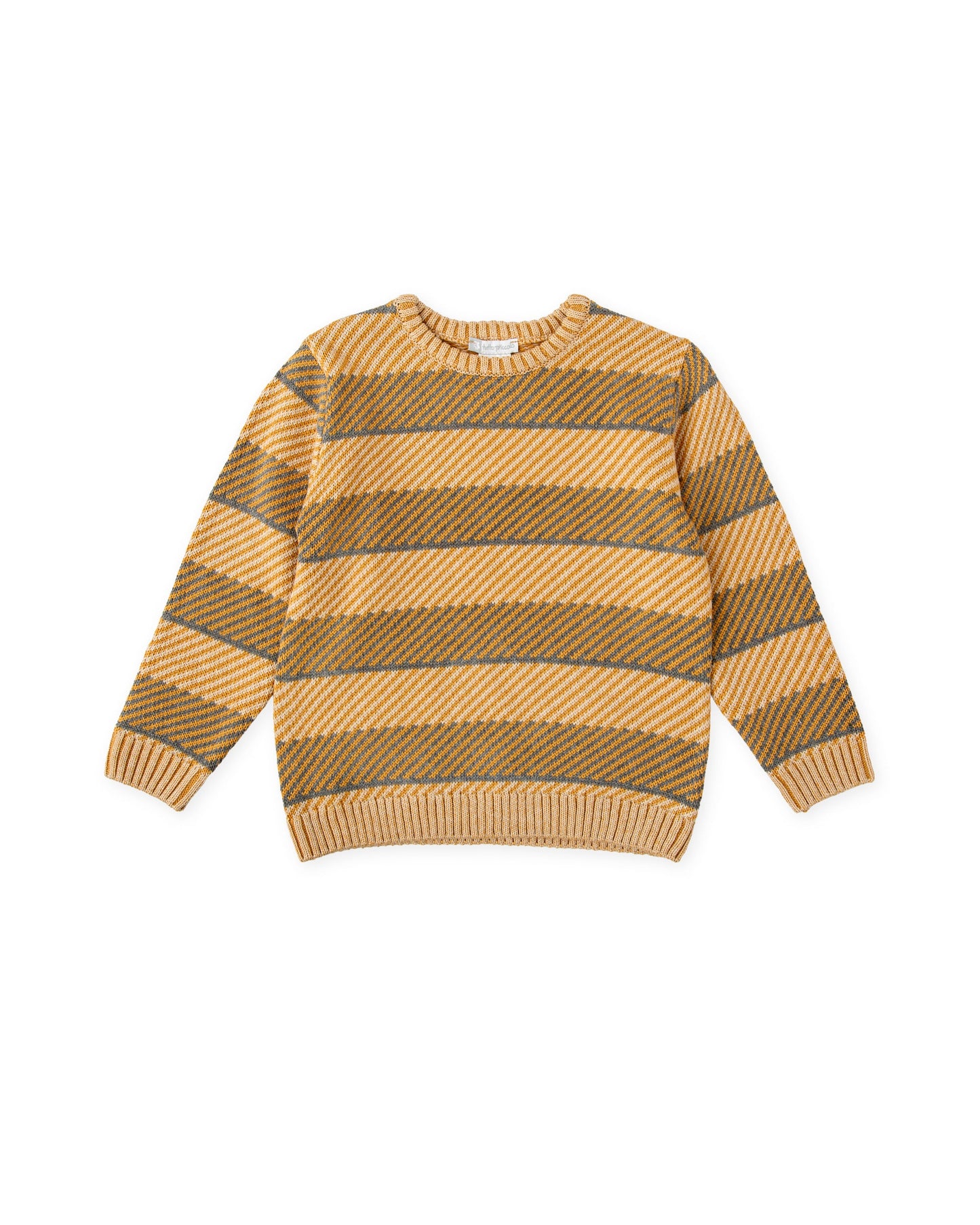 Kids' Vintage Striped Sweater in Mustard and Gray