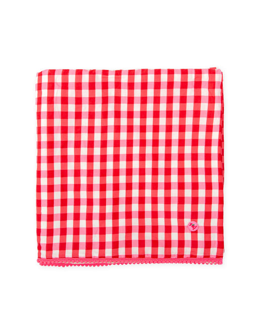 Kids' Red & Pink Gingham Fast-Drying Towel | Soft & Lightweight