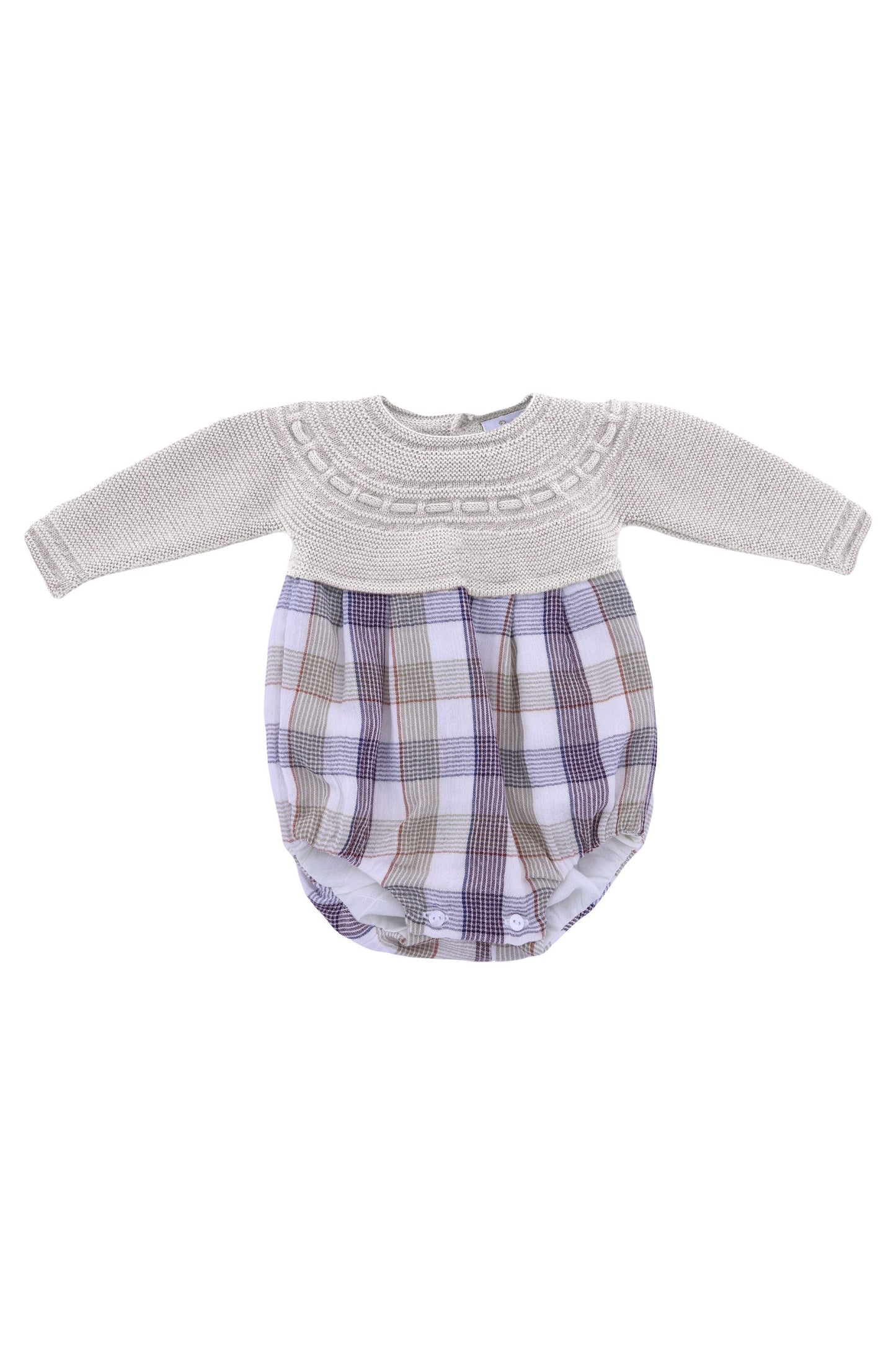 Comfortable Beige Baby Romper in Soft Cotton & Acrylic