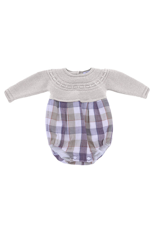 Comfortable Beige Baby Romper in Soft Cotton & Acrylic