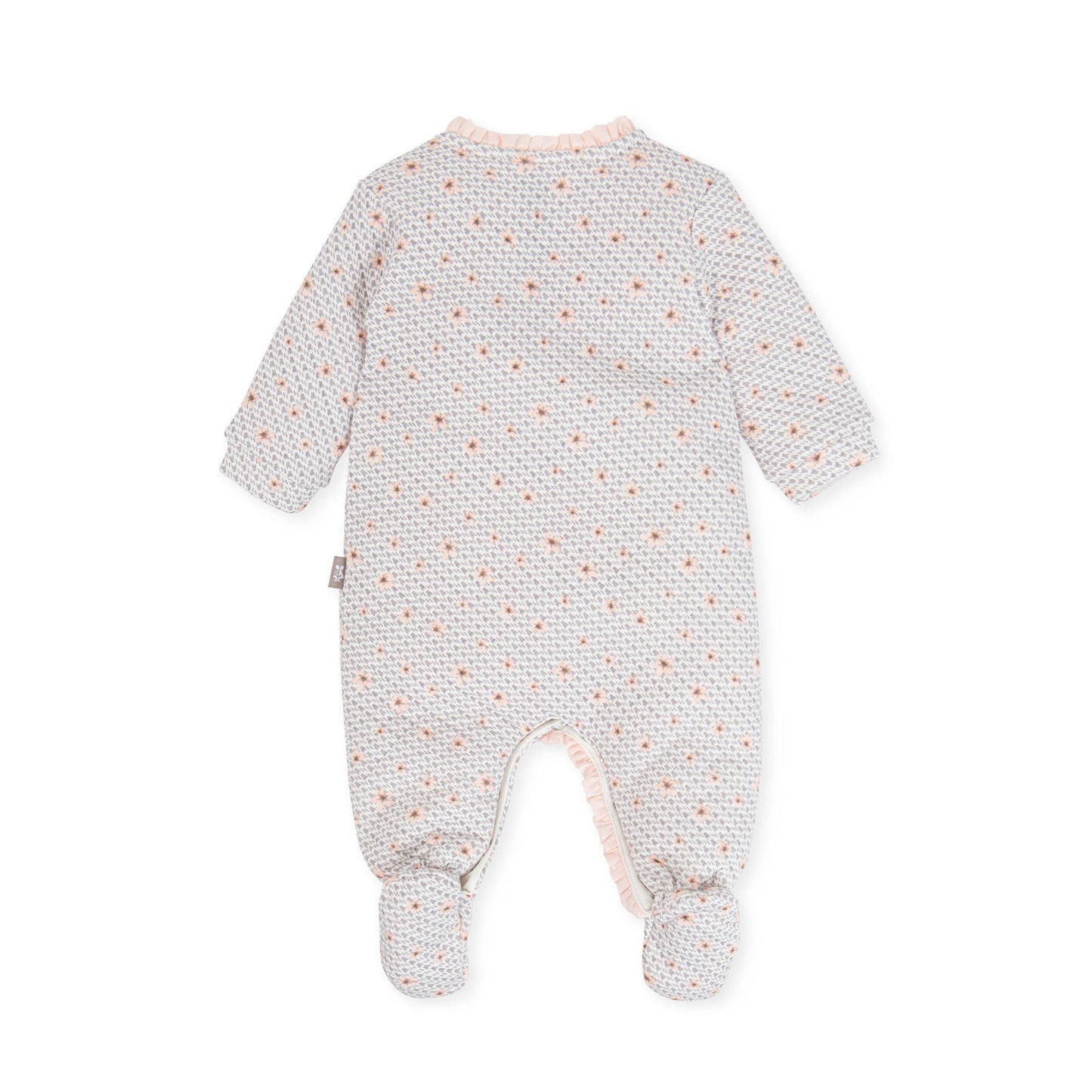 Elegant Taupe Baby Romper with Quilted Floral Design