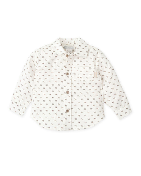 Tutto Piccolo Puppy Print Long Sleeve Viyella Shirt for Kids