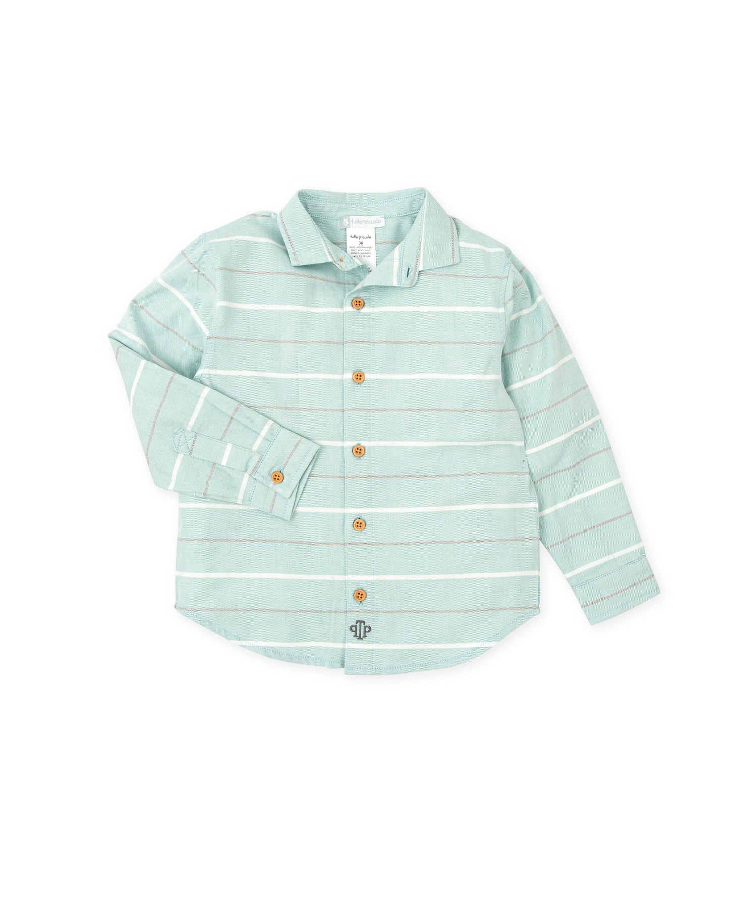 Sea Green Striped Cotton Shirt for Kids by Tutto Piccolo