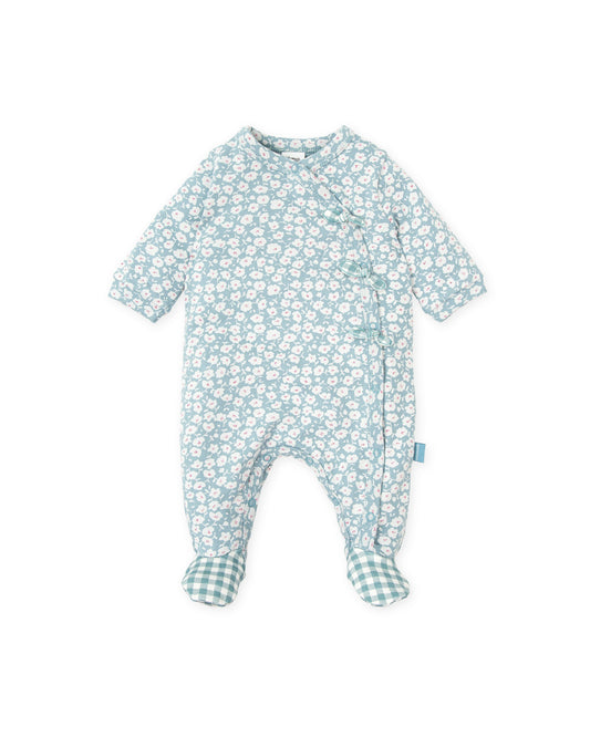 Organic Floral Newborn Romper with Easy Snap Closures