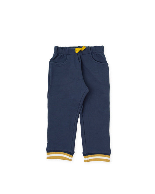 Men's Navy Blue Stretch Cotton Trousers - Comfortable & Stylish