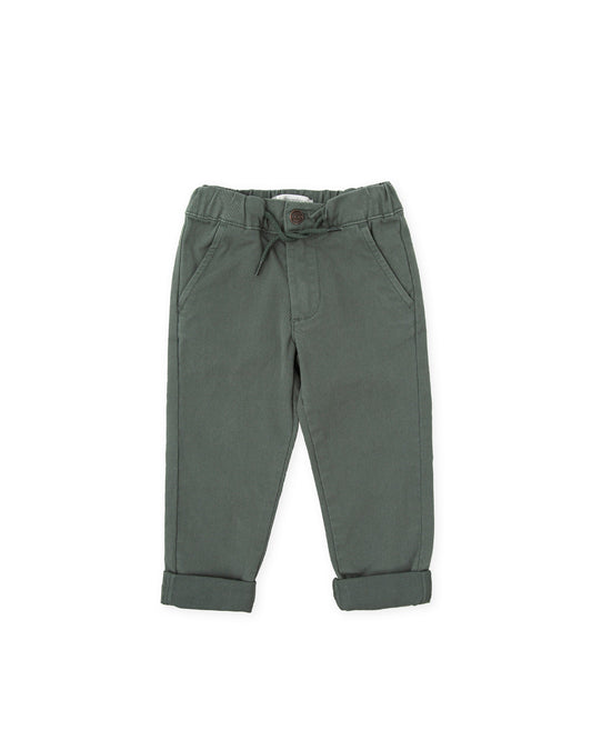 Comfortable Kids' Green Twill Trousers with Elastic Waistband
