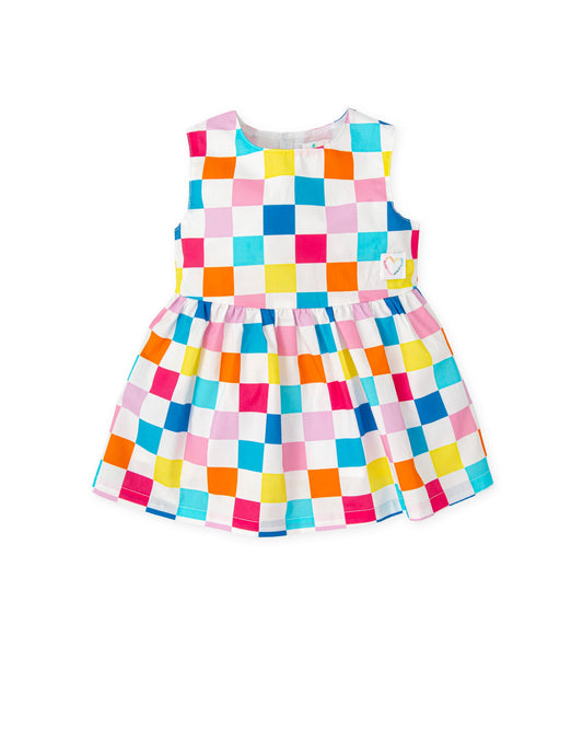 Vibrant Multicolor Plaid Strappy Dress with Satin Finish