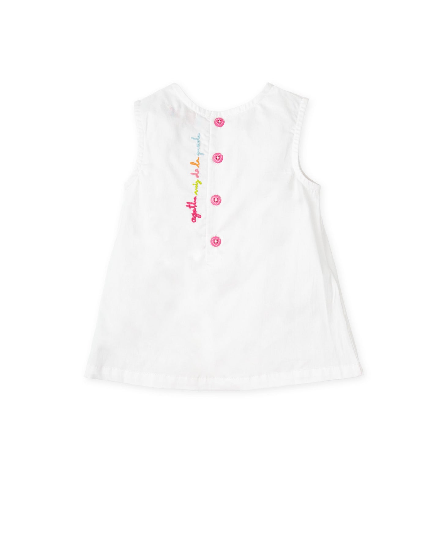 Sleeveless White Satin Dress with Vibrant Confetti Print