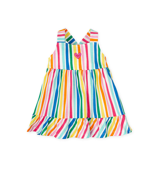 Vibrant Multicolored Striped Cotton Summer Dress
