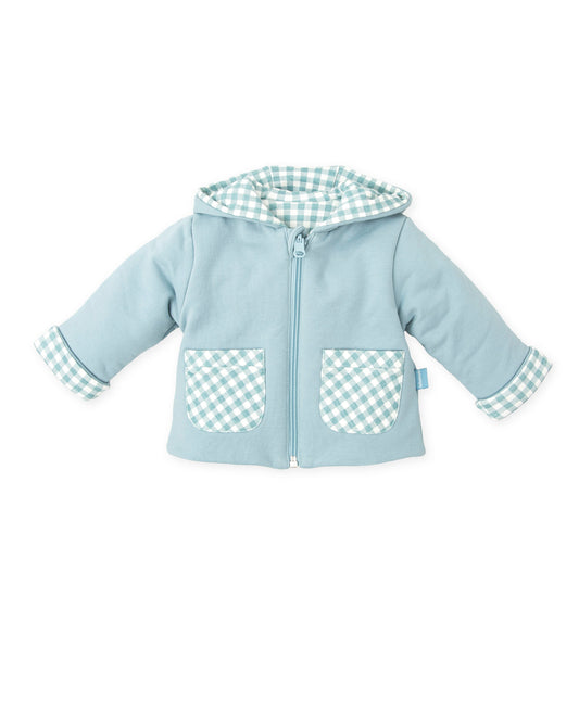 Versatile Green Reversible Jacket with Fleece & Checkered Design