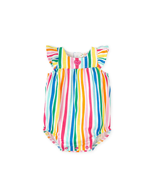 Colorful Striped Knit Baby Romper with Button Closures