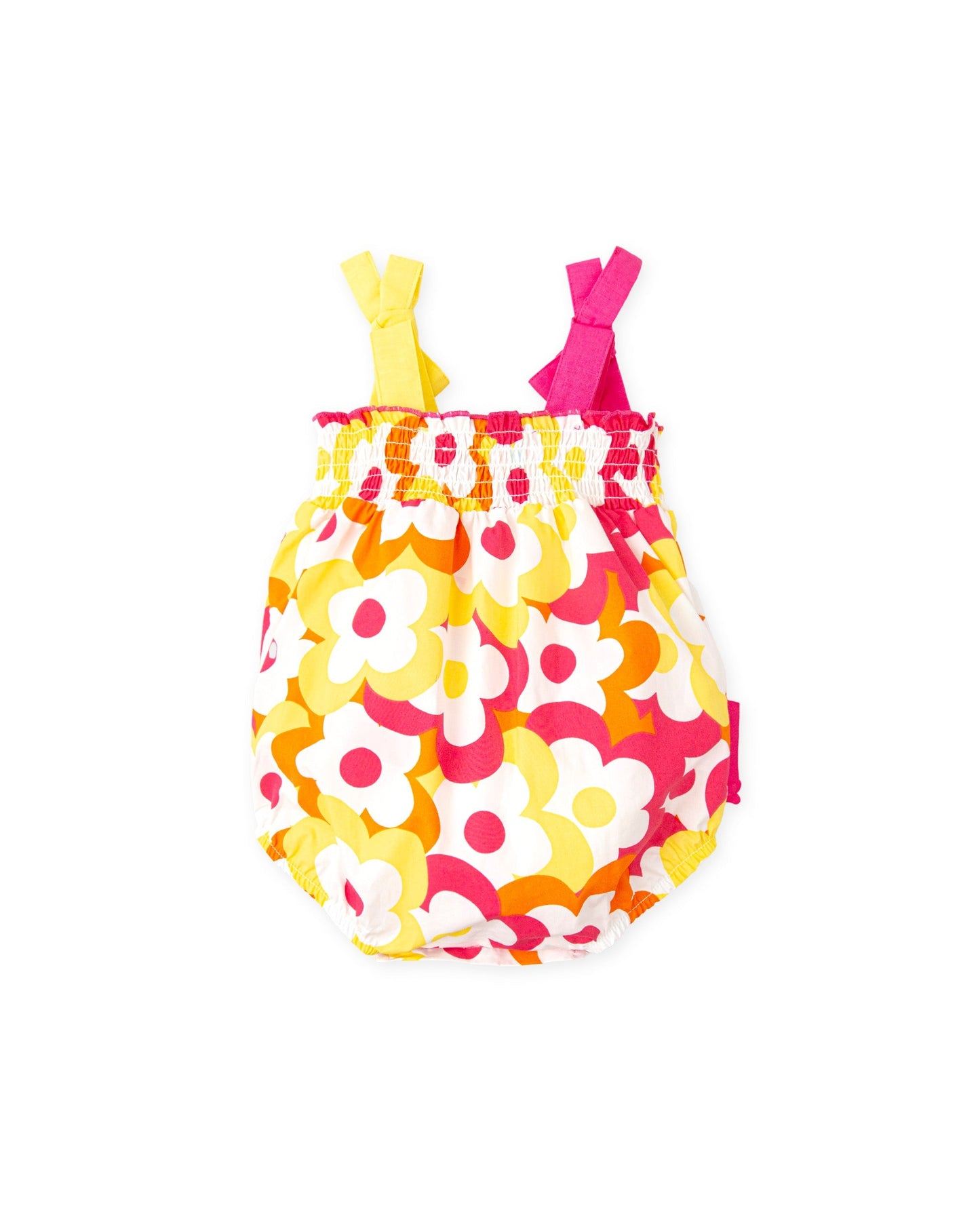 Vibrant Floral Baby Romper with Bow Straps - 100% Cotton